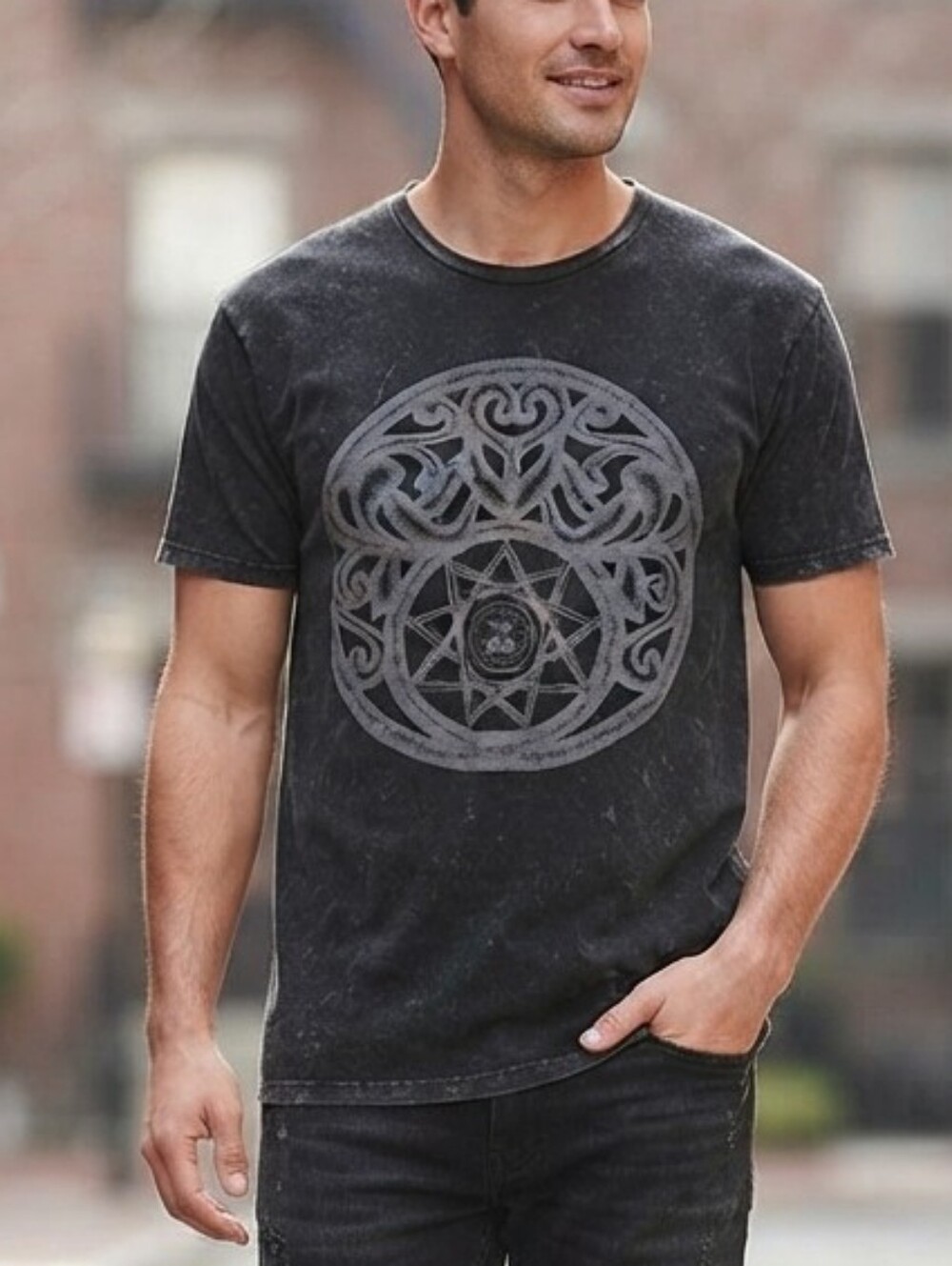 Obey  Acid Wash Graphic T-Shirt Men's Large Streetwear Skate Tee